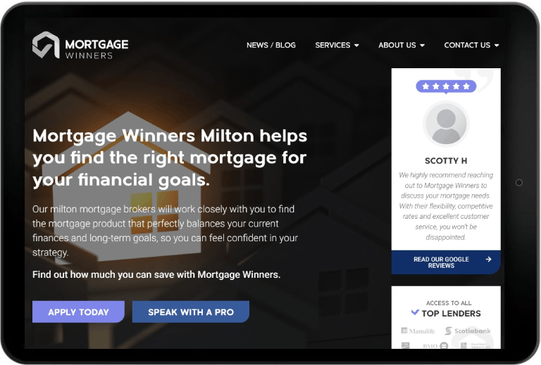 Mortgage Winners website