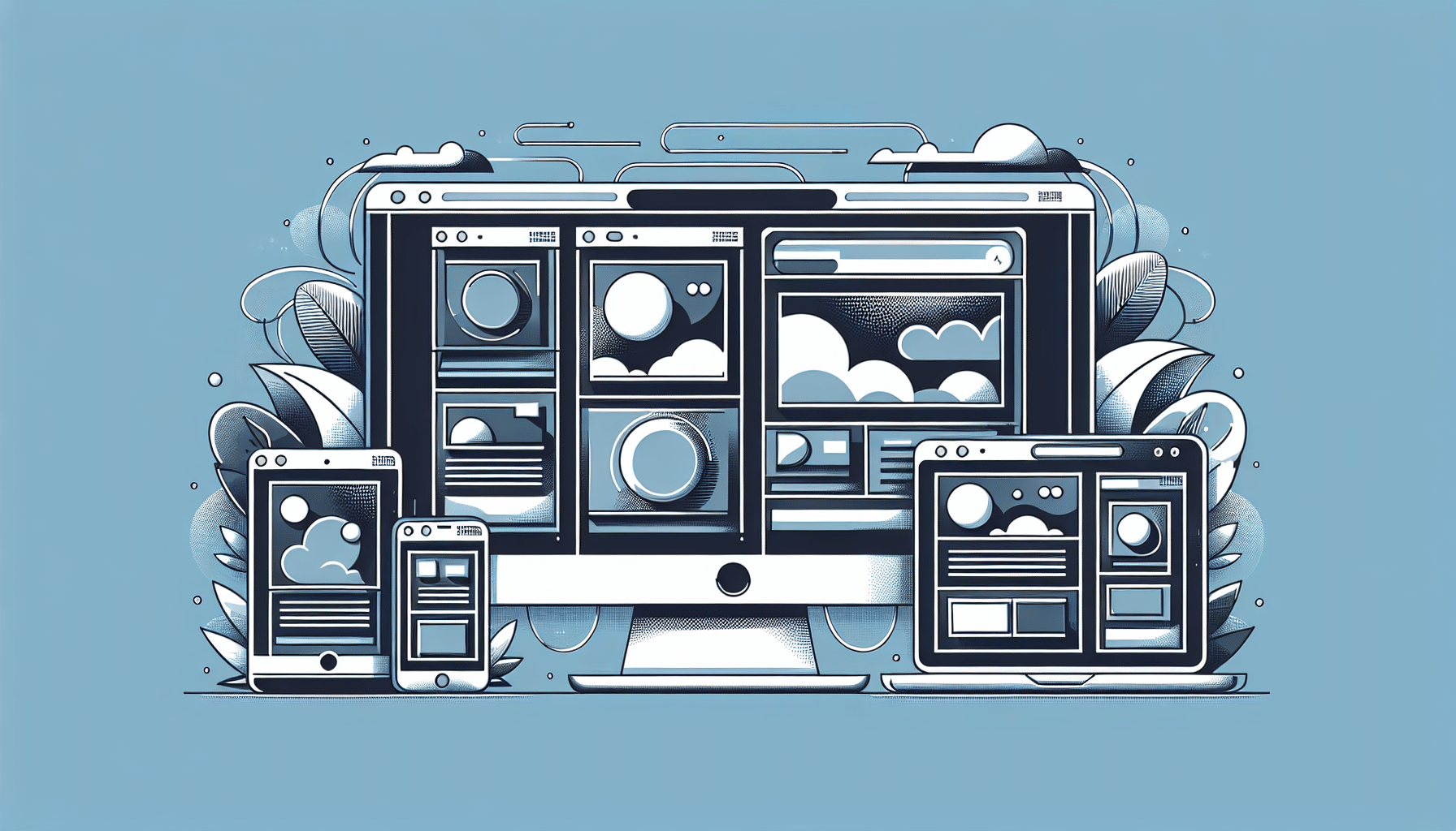 Illustration of responsive web design across multiple devices